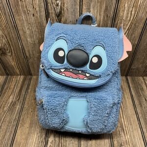 New Loungefly Disney Stitch Plush Sherpa Cosplay Mini Backpack